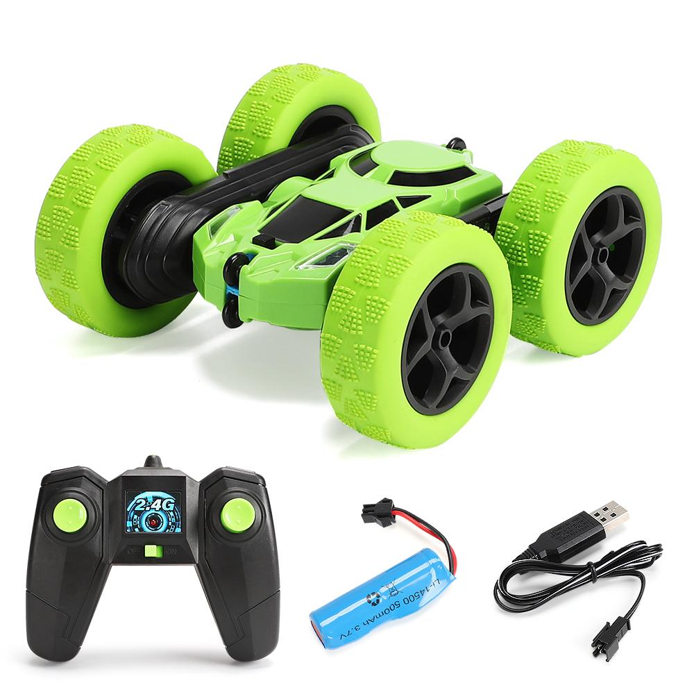 

Flip Stunt Remote Control Car 7km/h High Speed RC Vehicle with LED Light Kids Toy Green