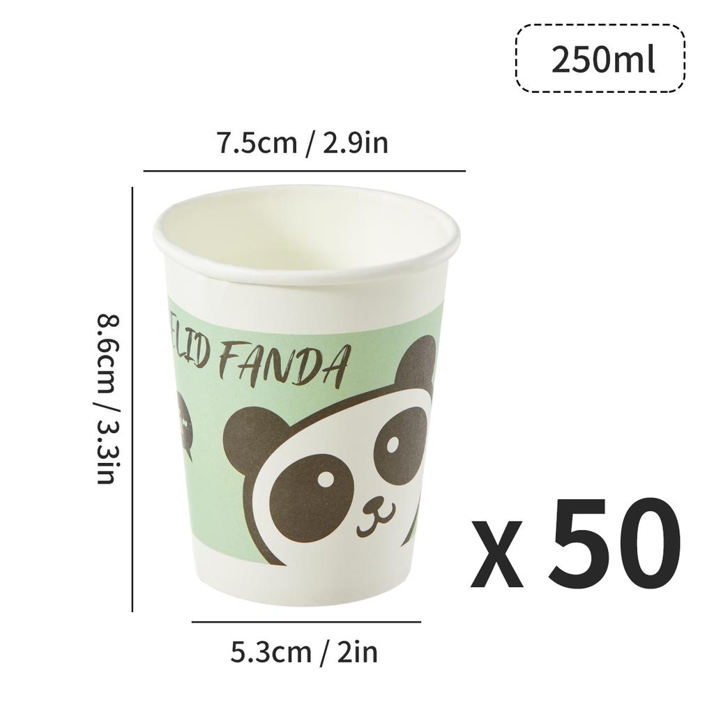 50pcs 250ML Disposable Cup Office Cartoon Leak Proof Thickened Paper Cups Party Supplies Disposable Tableware