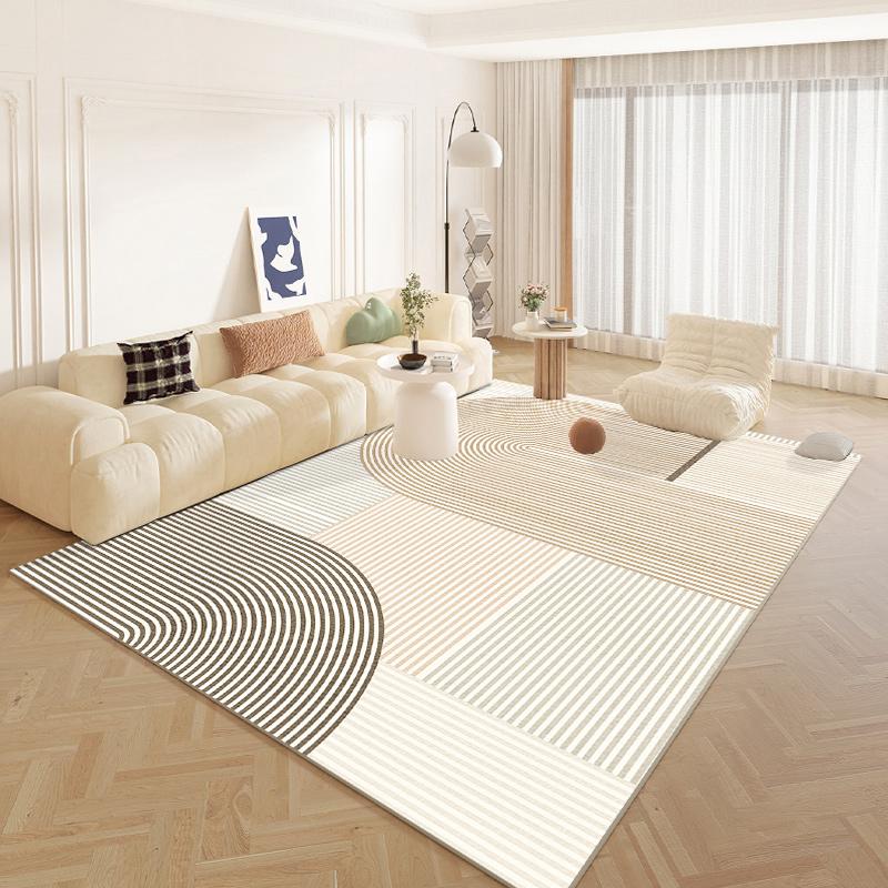 Japanese Style Rugs for Bedroom Thick Washable Floor Mat Fluffy Soft Lounge Rug Cream Color Living Room Decoration Stripe Carpet