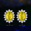 Sri Lanka Royal Synthetic Sapphire Earrings Women's Diamond Amethyst Colored Gemstone Princess Diana Flower Stud Earrings
