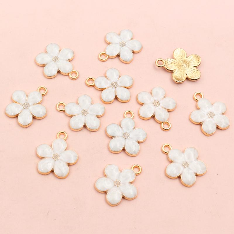 20pcs 17x14mm Flower Charms Pendant Enamel Alloy Small Cute Flower Charms DIY Jewelry Accessories Findings for Necklace Earrings
