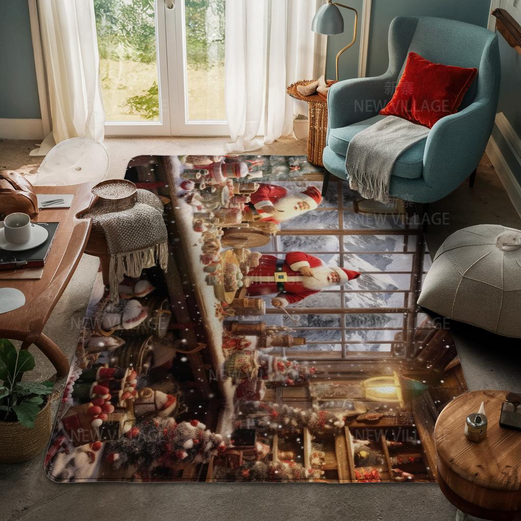 House Entrance Carpet Home Door Mat Living Room Bath Foot Bathroom Non-slip Water Absorption Rugs Bath Merry Christmas Winter