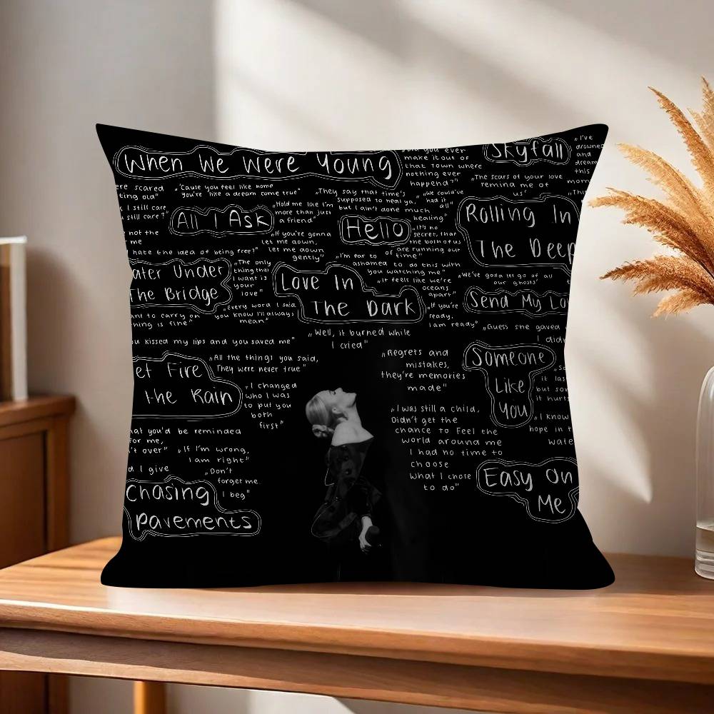 Singer Adele Black Pillow Covers Cartoon Sofa Decorative Home Doublesided Printing Short Plush Cute Cushion Cover