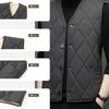 Gilet da uomo Autunno Inverno Gilet monopetto senza maniche imbottito Cardigan tinta unita Tinta unita Plus Size Cardigan caldo spesso Gilet da uomo di media lunghezza