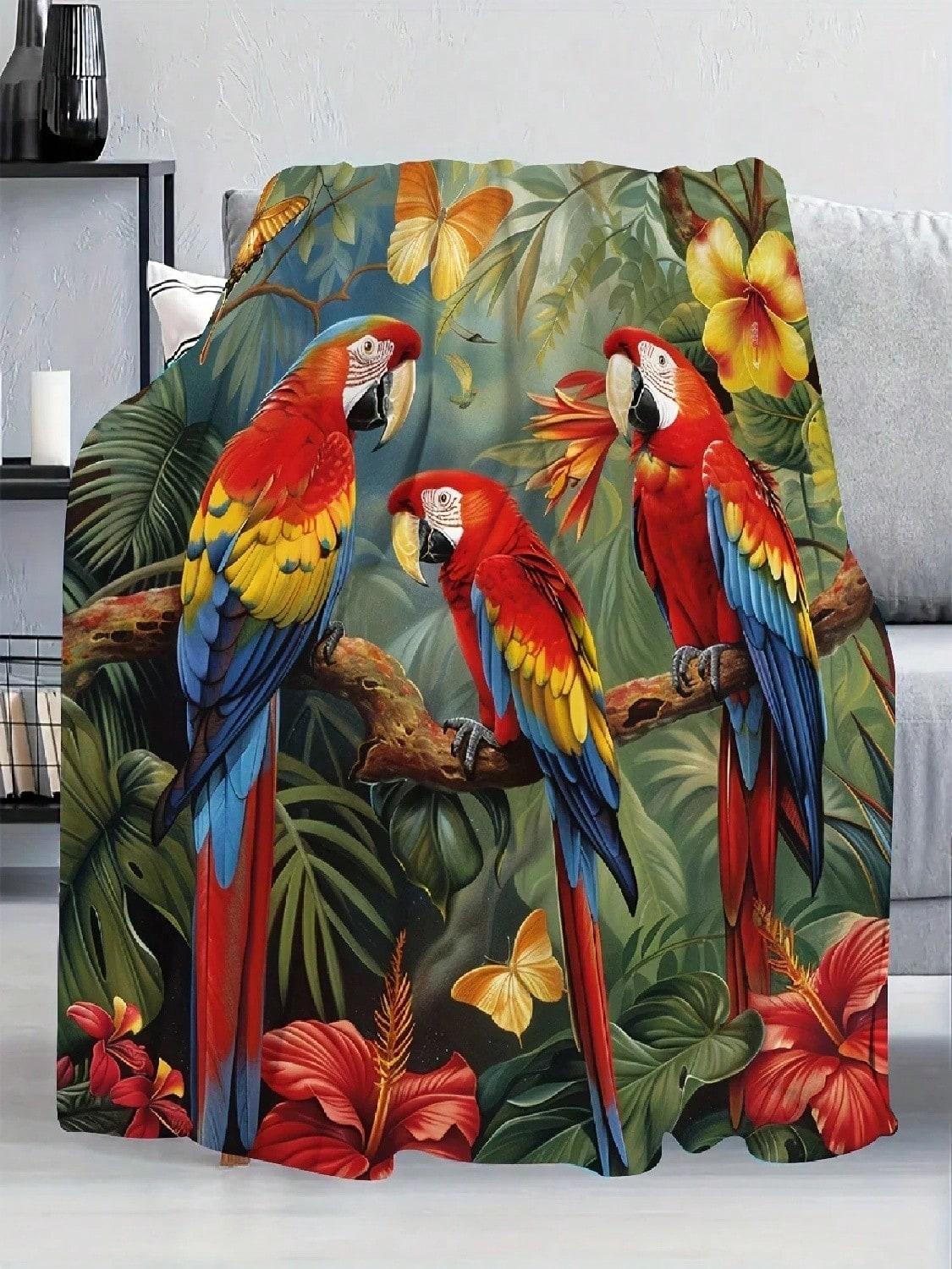 

Яскрава, міцна та тепла ковдра з принтом папуги, підходить для будь-якої пори року 75X95CM сірий колір