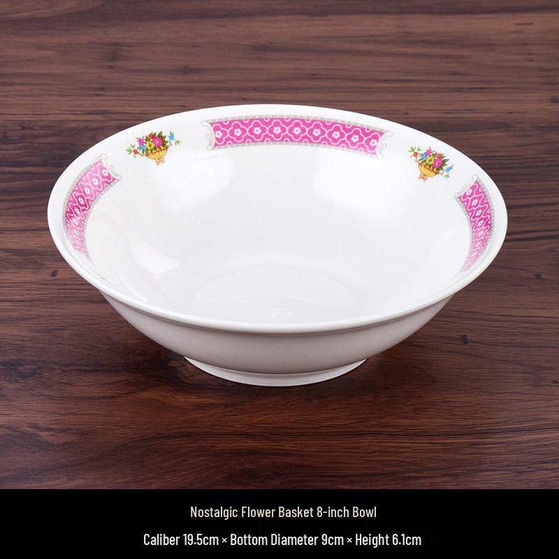 Hong Kong Style Vintage Ceramic Tableware: Fish Plate, Kway Teow Dish, Noodle Soup Bowl, Rice Bowl.