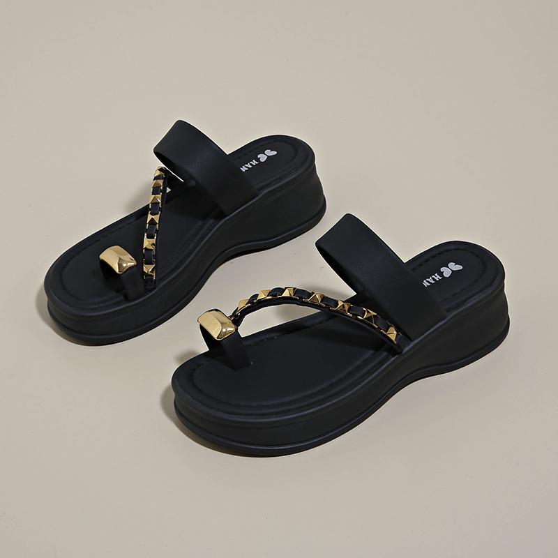 Fashion CRLAYDK Fashion Sandals for Women Slip On PU Leather Flip Flop Slides Ladies Casual Walking Summer Platform Beach Slippers