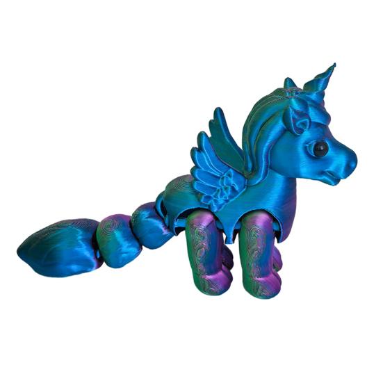 Ruchome stawy Figurka latającego konia Drukowana 3D Statuetka latającego kucyka Redukcja stresu Zabawka Fidget Edukacyjny Model zwierzęcia Ozdoba dekoracyjna na biurko