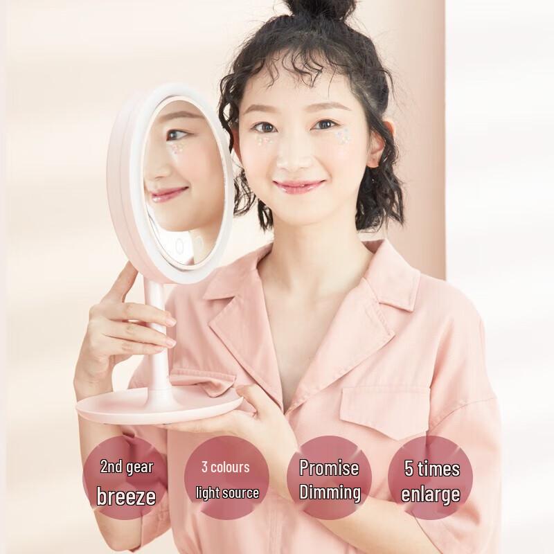 Portable 3-in-1 LED Makeup Mirror with Hydrating Spray and Power Bank CN plug (adapter included)