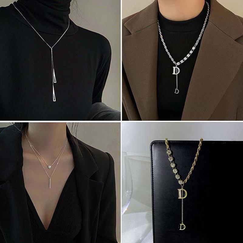 Fashion Long Pendant Necklaces For Women Y2K  Adjustable Clavicle Chain Light Luxury Sweater Chain Jewelry Accessories Gifts