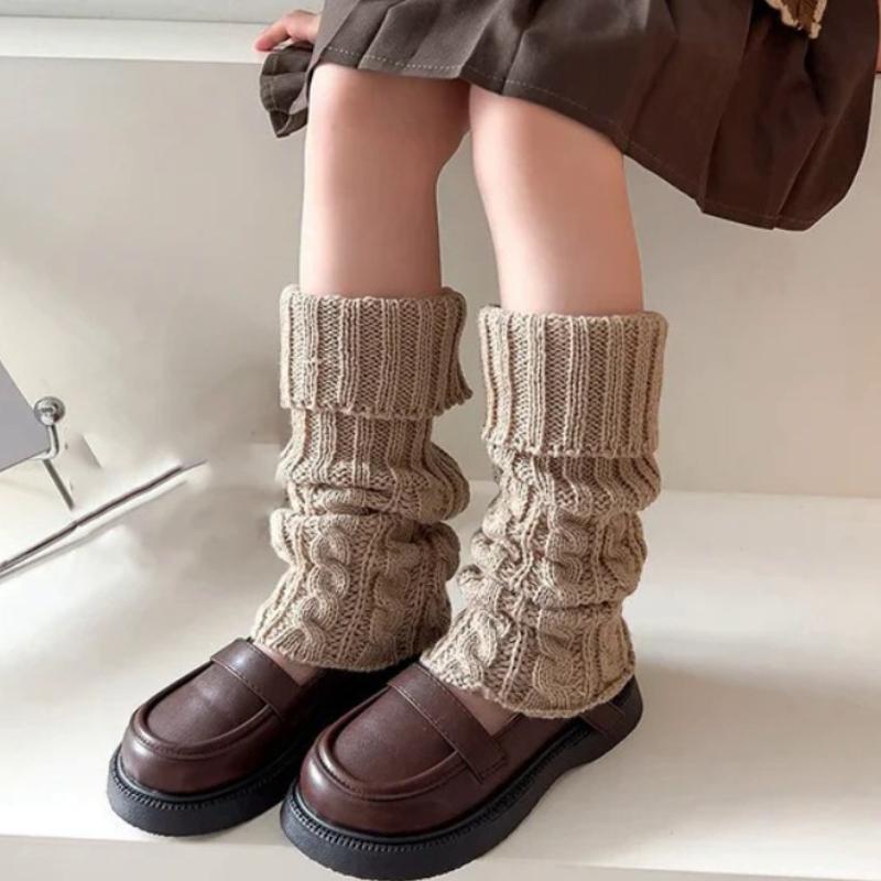 Children Lovely Lolita Autumn/Winter Cable-knit Leg Warmers Girls Korean Style JK Solid Color Cuffed Loose Thermal Stacked Socks