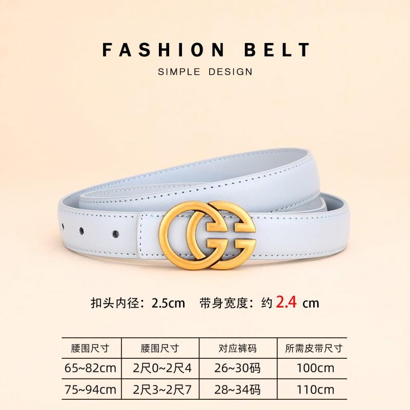 Womens Genuine Leather Belt With Alloy Buckle Slim 2.4cm Width Classic Black Brown Beige Office Casual Chic Style