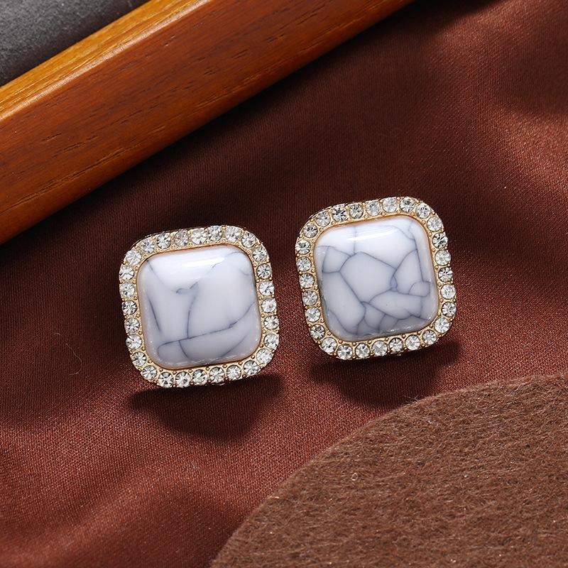 925 Silver Needle New Trendy Retro Fashion Turquoise Pattern Earrings Women's Niche Premium Temperament Crystal Red Earrings