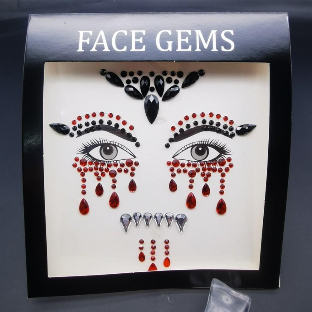 3D Resin Face Rhinestone Sticker Shiny Jewelry Face Sticker Halloween Fake Tattoo  Body Art