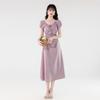 Korean Style Sweet Drawstring Lace-Up Pleated Waist Slimming Long Dress - Summer 2026