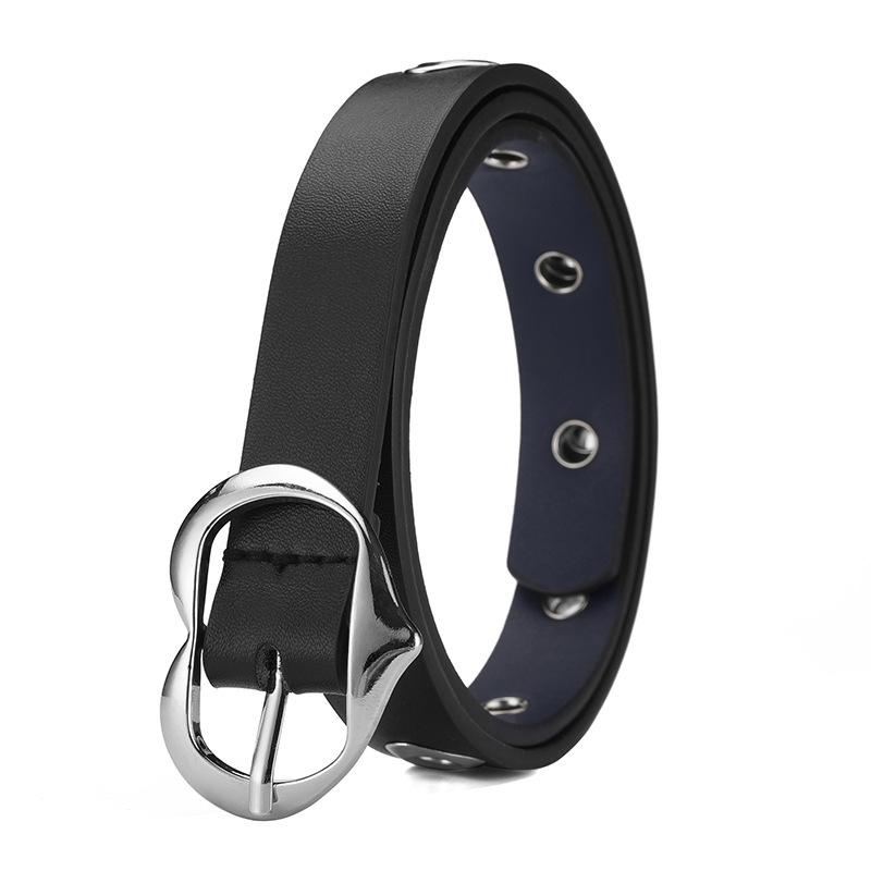Children'S Belt Heart-Shaped Gas-Eyed Boy Thin Belt Girl Universal Jeans Black