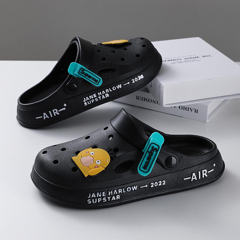 Papuci de plajă pentru bărbați 2025 cu talpă groasă, cu degete închise, antiderapați