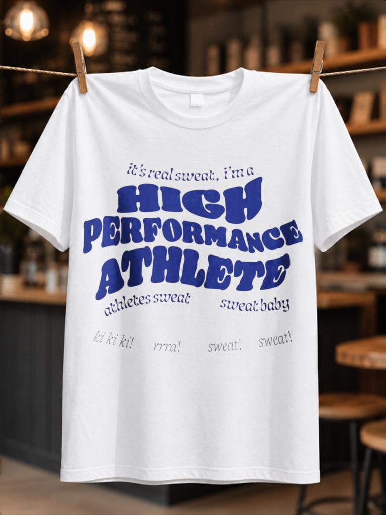 High Perforunisexce Athlete Bold Blue Retro Bubble Lettering With Funny Sweat Quote And Sporty College Unisex All Tshirt