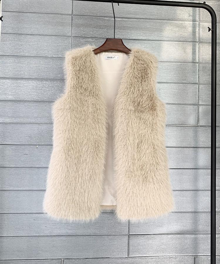Imitation Tuscan fox fur winter midi length imitation fur vest warm women's vest jacket
