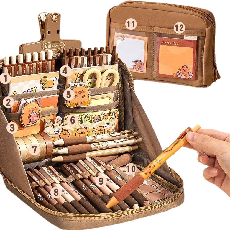 Capybara Briefpapier-Geschenkbox: Komplette Lernmaterialien für den Schulanfang oder Geburtstag - Perfekt für Mädchen