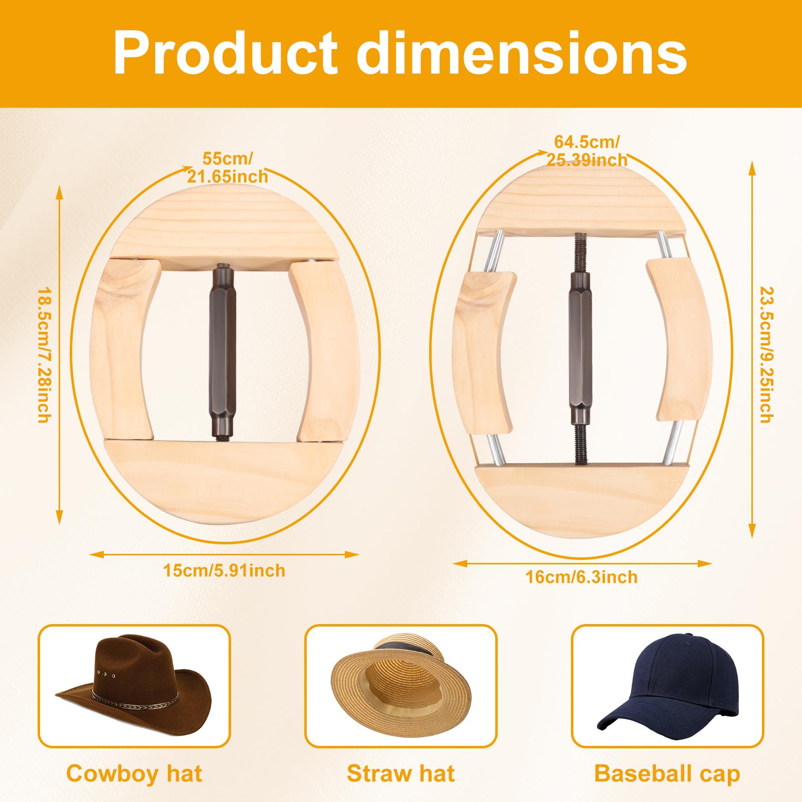 

Repacego 4 Way Wood Cowboy Hat Stretcher Versatile Baseball Hat Shaper Cap Shape Maintainer Premium Fedora Hat Rack for Home