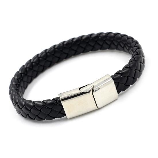 

Мужской браслет с винтажной пряжкой в ​​стиле панк, магнитный мужской браслет для повседневного ношения чёрный