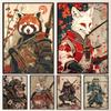 1 Stück Japanisches Panda Hase Fuchs Löwe Schildkröte Samurai Poster HD Poster Heim Zimmer Bar Café Dekor Kunst Wandmalerei Bild