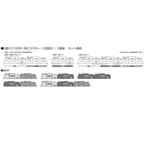 KATO N Gauge Kintetsu 10100 Series New Vista Car Remodeled C Formation 3-Car Set 10-1910 Model Train