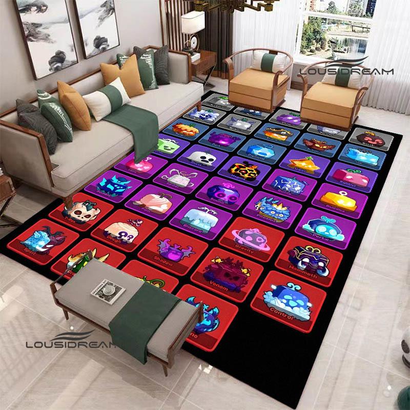3D game B-blox fruits printed carpet Non-slip carpet outdoor carpets area rug Home bedroom decor rug for bedroom birthday gift