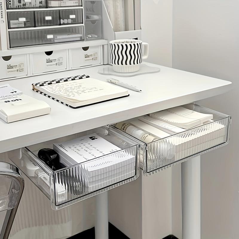 Under-Desk Drawer Organizer - Lightweight PET Storage Box for Office and Student Desks, Wall-Mounted Design