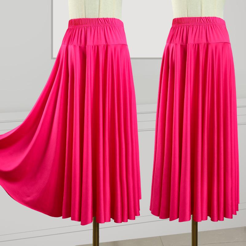 2025 Nová jednobarevná sukně na square dance a sálový tanec s velkým rozsahem