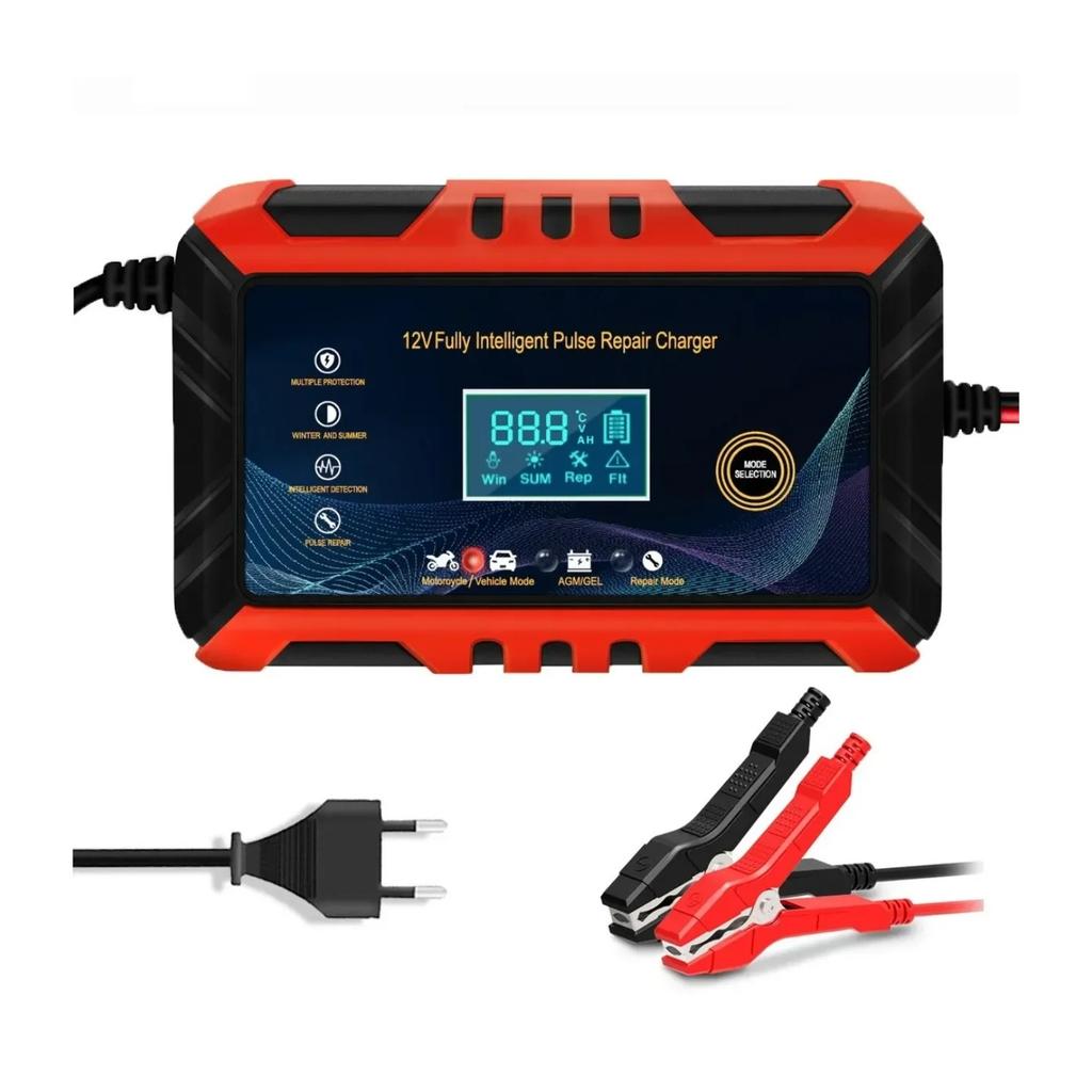 12V Intelligent Car Battery Charger - Pulse Repair, LCD Display, Suitable for Cars & Motorcycles&ship&Water Motorcycle