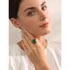 Yhpup Inel Lat din Oțel Inoxidabil Placat PVD cu Piatră Culoare Aurie Accesorii Bijuterii Modă Trendy de Vară Bijoux