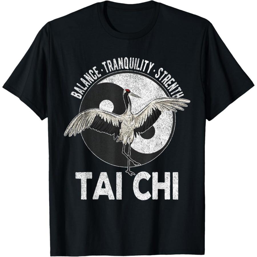 Тайцзи Инь Ян Журавль Китайские боевые искусства Ретро Винтажная футболка XXXXXL чёрный