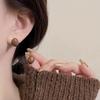 2024 Retro Amber Brown Women's Stud Earrings: High-End, Light Luxury, Niche Hong Kong Style