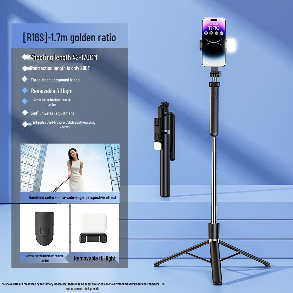 CrossR1/R1S Selfie Stick with Anti-Shake, Bluetooth, Fill Light, and Live Streaming Stand