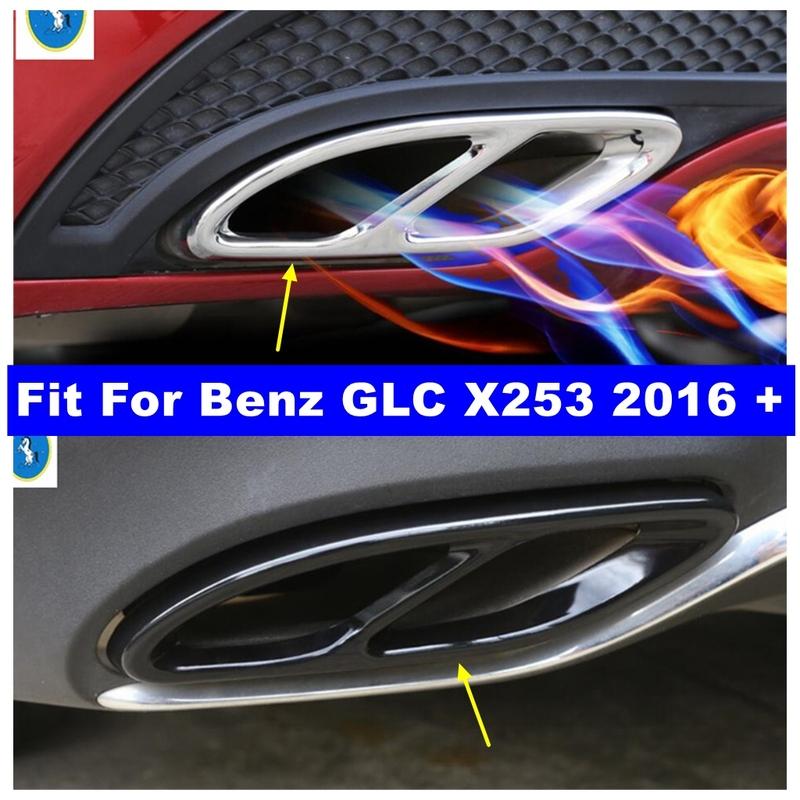 Exhaust Pipe Tail Cover Rear Exhaust Muffler End Pipe Decoration Trim For Mercedes-Benz GLC X253 Glc300 2016 -  Accessories