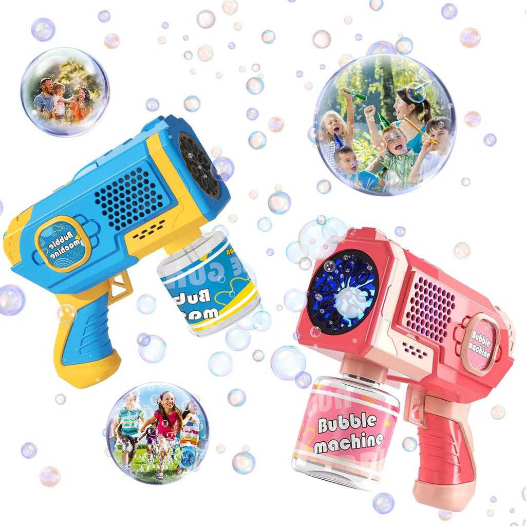 Pistola a Bolle Bazooka Elettrica, Automatica, Anti-perdita, con Luce LED, Giocattolo per Bambini per Gioco all'Aperto, Picnic, Campeggio, Matrimoni, Compleanni, Regalo, Include