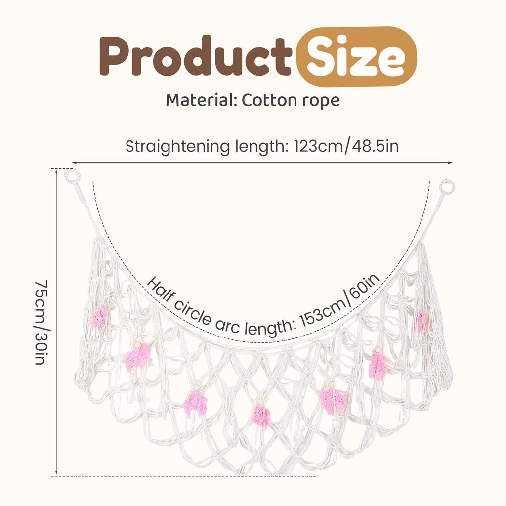 Stuffed Animal Hammock Net Cotton Rope Hanging Plush Toy Storage Net with Tassel Room Decorative Toy Organizer Kids Stuffed Mesh