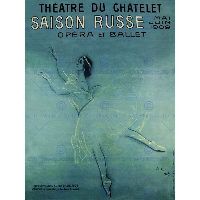 Affiche Vintage - Pavlova Ballet - 12x16 pouces - Impression haute qualité - Décoration murale - Intérieur