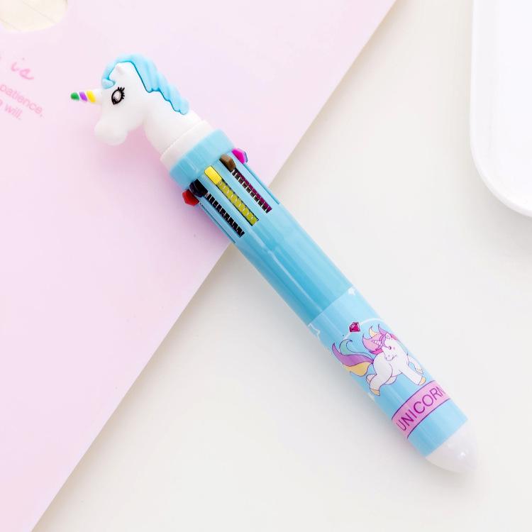 Korean Cartoon Dinosaur & Hippo 10-Color Multifunctional Ballpoint Pen for Students