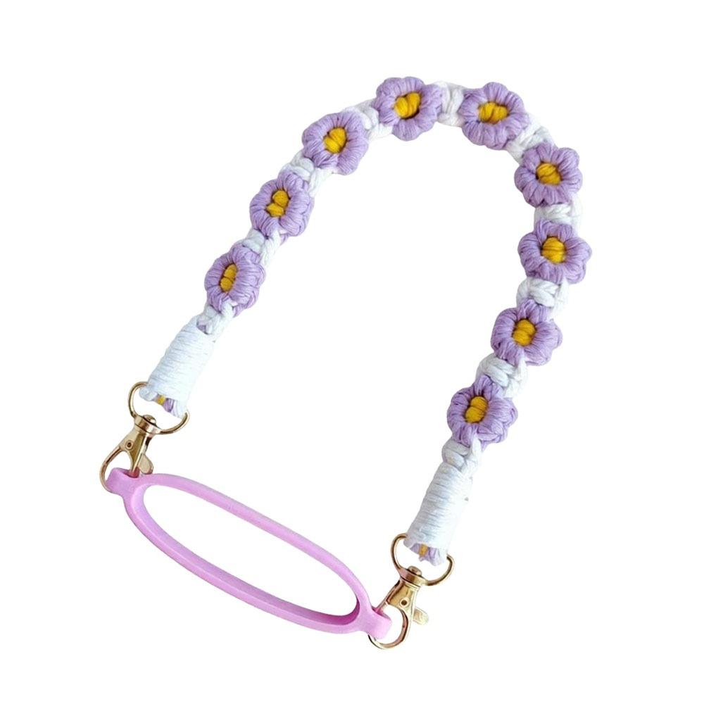 Silicone Cup Carrier Strap Crochet Daisy Flowers Tumbler Carrying Strap Stroller Outings