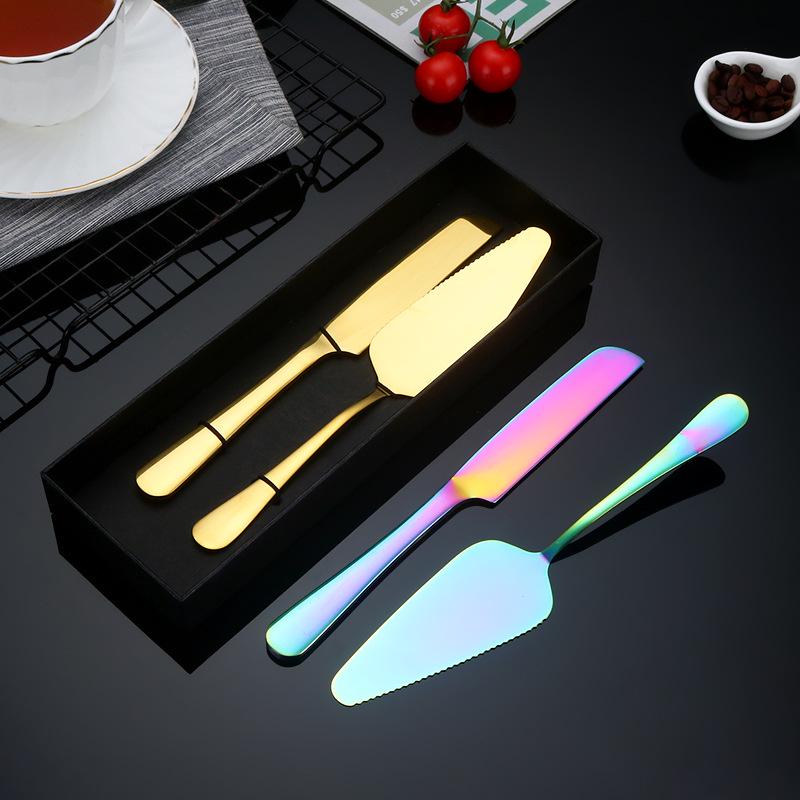 Stainless Steel Cake Knife & Spatula Set - Bread Knife & Pizza Cutter Baking Utensils