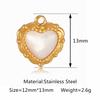 3Pcs Natural Sea Shell Hearts/Angel/Square Shape Charms Stainless Steel Gold Color Pendants DIY Necklace Bracelet Jewelry Making