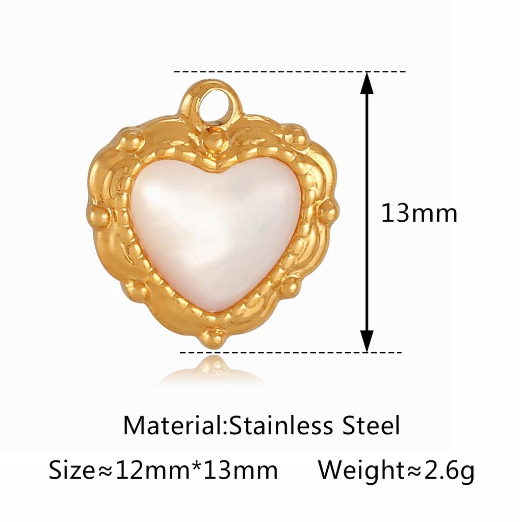 3Pcs Natural Sea Shell Hearts/Angel/Square Shape Charms Stainless Steel Gold Color Pendants DIY Necklace Bracelet Jewelry Making