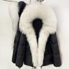 Women's winter winter new waist high-end fur thickened warm removable real fox fur collar hooded down jacket