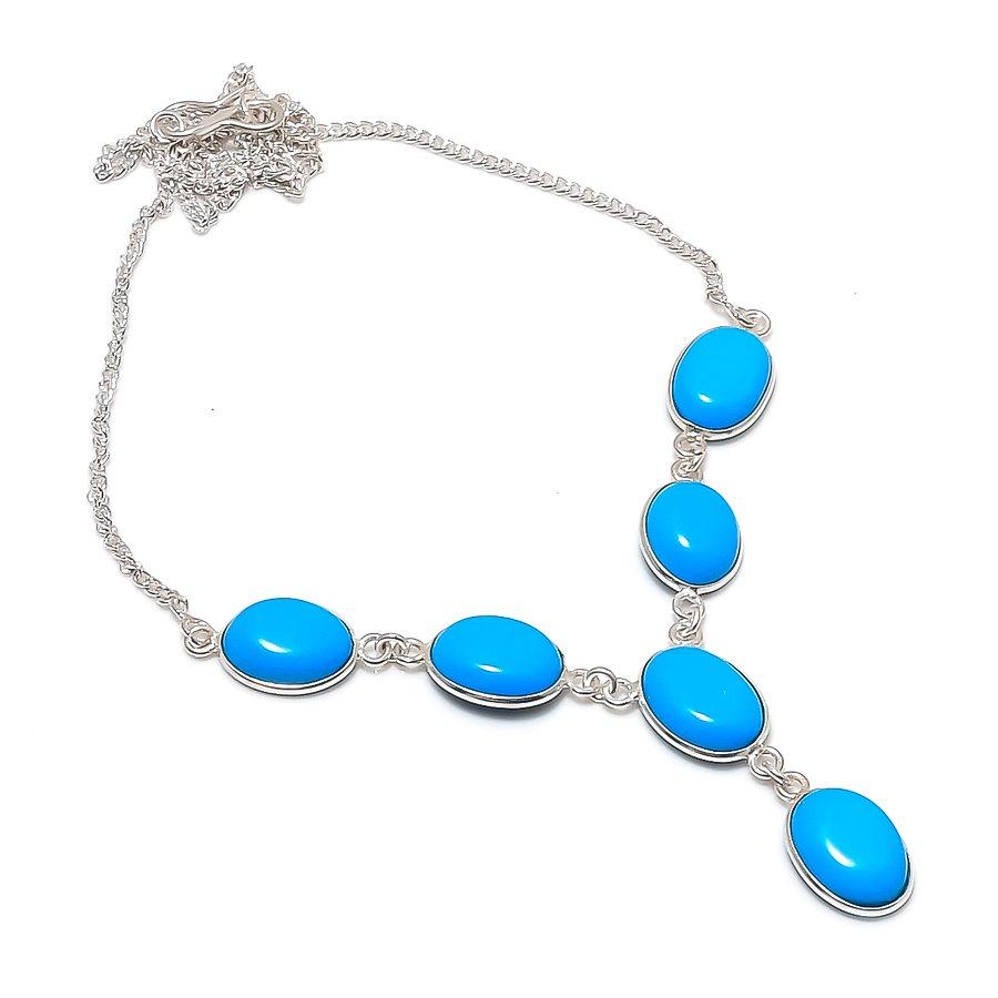 Natural Arizona Turquoise Gemstone 925 Sterling Silver Jewelry Necklace 18 ASN-6038