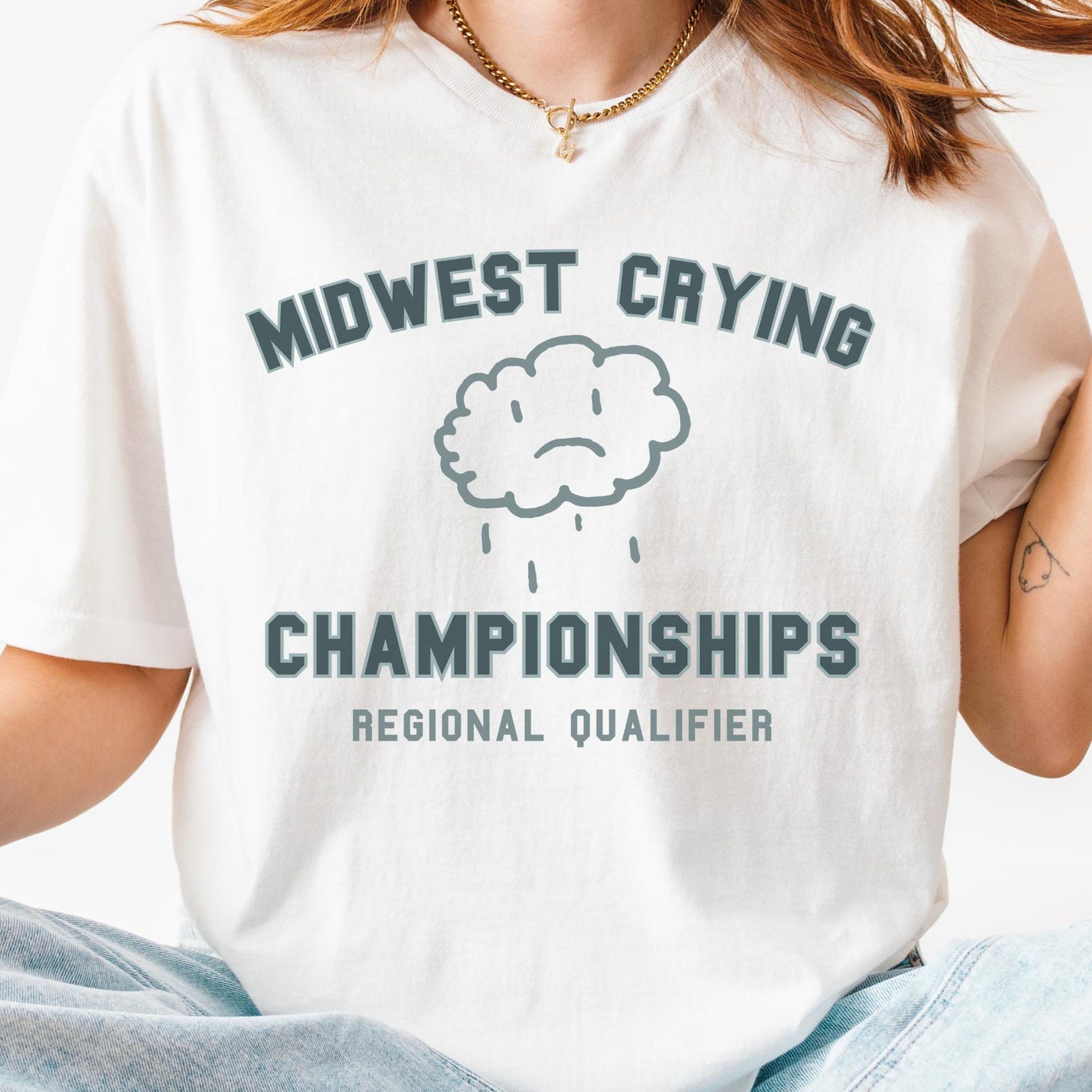 Sad Girl Crying Club Shirt: Funny Mental Health Tee L