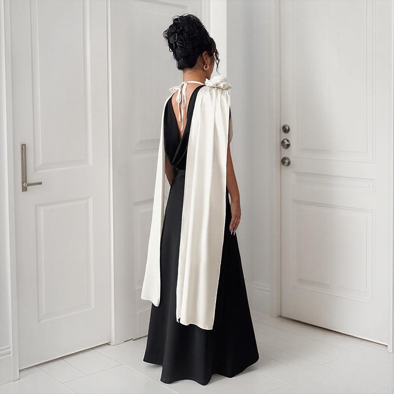 VEZFAA Dámská móda léto jaro ležérní šaty bez rukávů s výstřihem do V a vysokým pasem