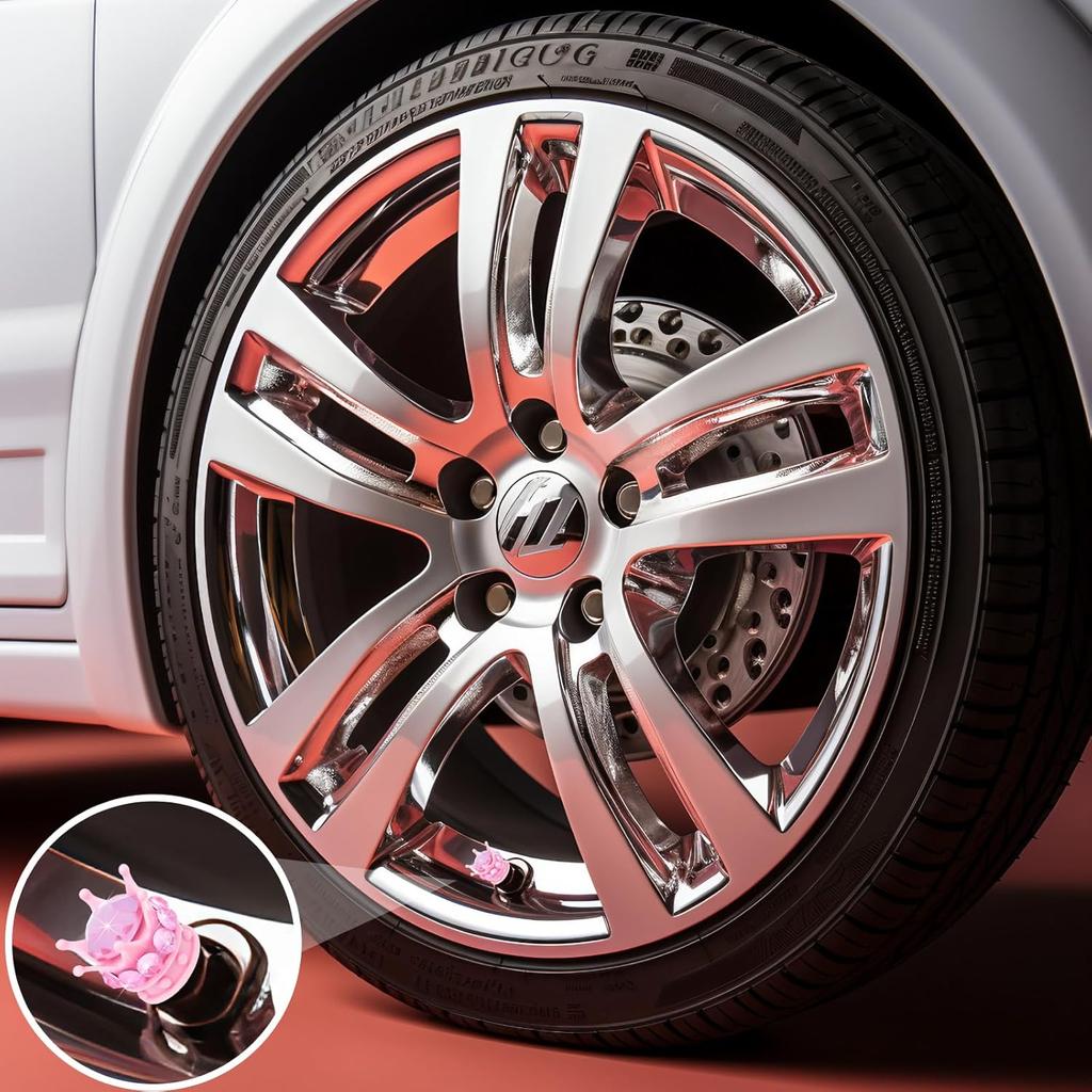 4PCS Crown Bling Tire Stem Valve Caps, Crystal Diamond Car Wheel Tire Valve Caps Universal Copper Core Stem Covers for Cars, SUV, Trucks, Bikes,